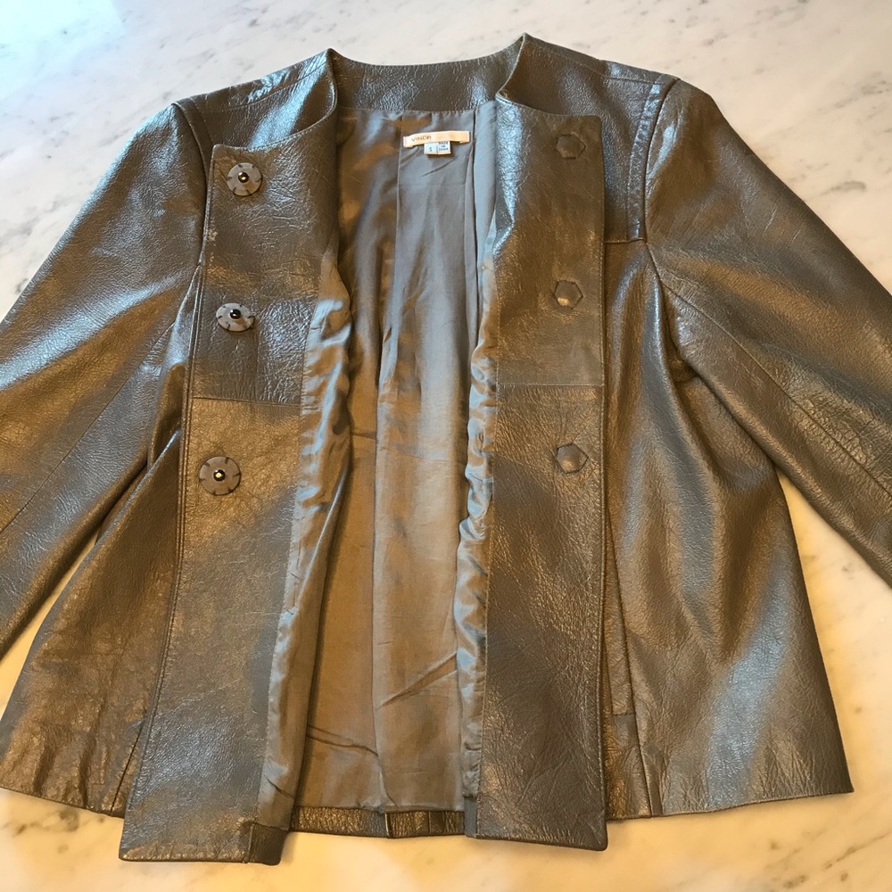 🚫 Sorry sold Vince Gray Leather Jacket - Picture 4 of 9